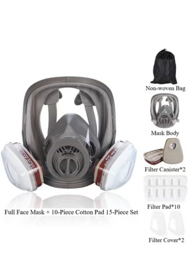 In critical moments, please prepare some gas masks at home~KN95 Full Face Respirator Mask Set with 2 Filters and 10 Cotton Pads for Industrial Painting Grinding - Image 5